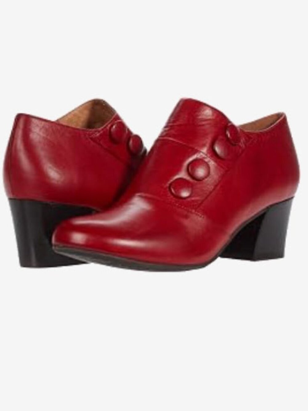 Miz Mooz Red Leather Button Shoe with Block Heel - Size 8 / 39 - BRAND NEW